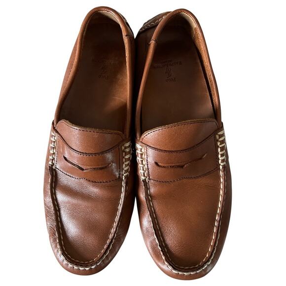 POLO Ralph Lauren Telly Leather Driving Moc Loafer Shoe Sz 7 Tan Preppy Classic - Picture 5 of 9